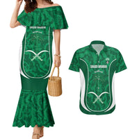 Custom Saudi Arabia Football Couples Matching Mermaid Dress and Hawaiian Shirt 2026 Come On Arabian Falcons - Wonder Print Shop