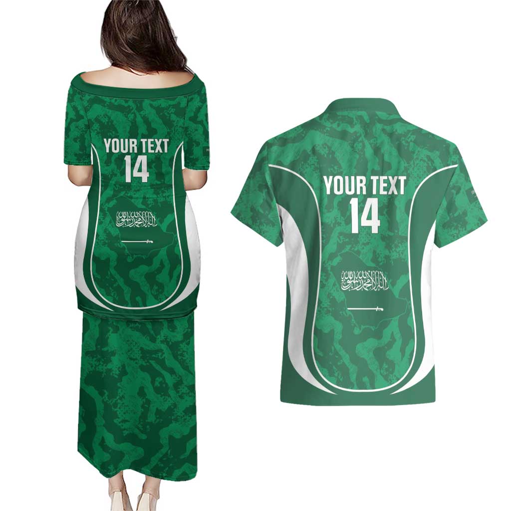 Custom Saudi Arabia Football Couples Matching Puletasi and Hawaiian Shirt 2026 Come On Arabian Falcons - Wonder Print Shop