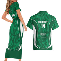 Custom Saudi Arabia Football Couples Matching Short Sleeve Bodycon Dress and Hawaiian Shirt 2026 Come On Arabian Falcons - Wonder Print Shop