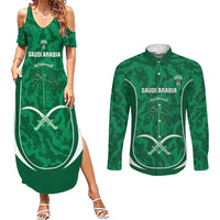 Custom Saudi Arabia Football Couples Matching Summer Maxi Dress and Long Sleeve Button Shirt 2026 Come On Arabian Falcons - Wonder Print Shop
