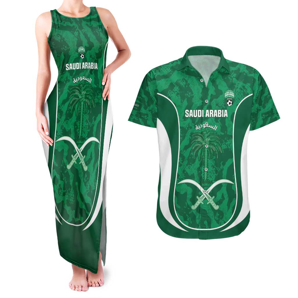Custom Saudi Arabia Football Couples Matching Tank Maxi Dress and Hawaiian Shirt 2026 Come On Arabian Falcons - Wonder Print Shop