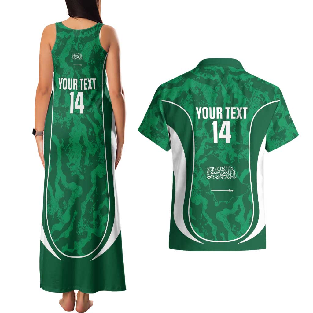 Custom Saudi Arabia Football Couples Matching Tank Maxi Dress and Hawaiian Shirt 2026 Come On Arabian Falcons - Wonder Print Shop