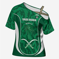 Custom Saudi Arabia Football Cross Shoulder Shirt 2026 Come On Arabian Falcons - Wonder Print Shop