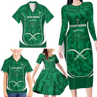 Custom Saudi Arabia Football Family Matching Long Sleeve Bodycon Dress and Hawaiian Shirt 2026 Come On Arabian Falcons - Wonder Print Shop