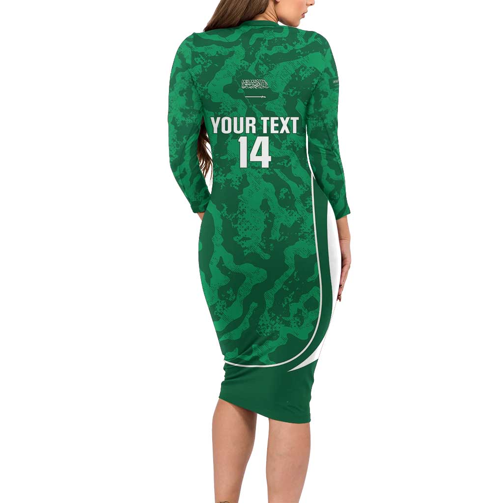 Custom Saudi Arabia Football Family Matching Long Sleeve Bodycon Dress and Hawaiian Shirt 2026 Come On Arabian Falcons - Wonder Print Shop