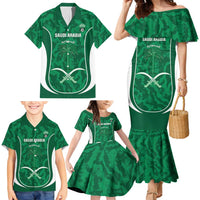 Custom Saudi Arabia Football Family Matching Mermaid Dress and Hawaiian Shirt 2026 Come On Arabian Falcons - Wonder Print Shop