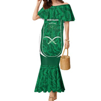 Custom Saudi Arabia Football Family Matching Mermaid Dress and Hawaiian Shirt 2026 Come On Arabian Falcons - Wonder Print Shop