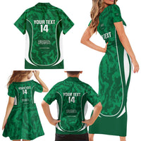 Custom Saudi Arabia Football Family Matching Short Sleeve Bodycon Dress and Hawaiian Shirt 2026 Come On Arabian Falcons - Wonder Print Shop