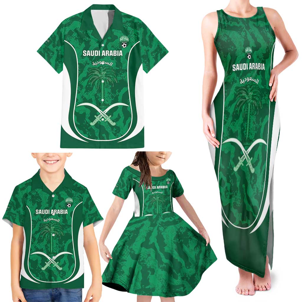 Custom Saudi Arabia Football Family Matching Tank Maxi Dress and Hawaiian Shirt 2026 Come On Arabian Falcons - Wonder Print Shop
