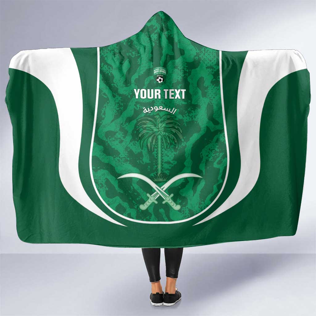 Custom Saudi Arabia Football Hooded Blanket 2026 Come On Arabian Falcons - Wonder Print Shop