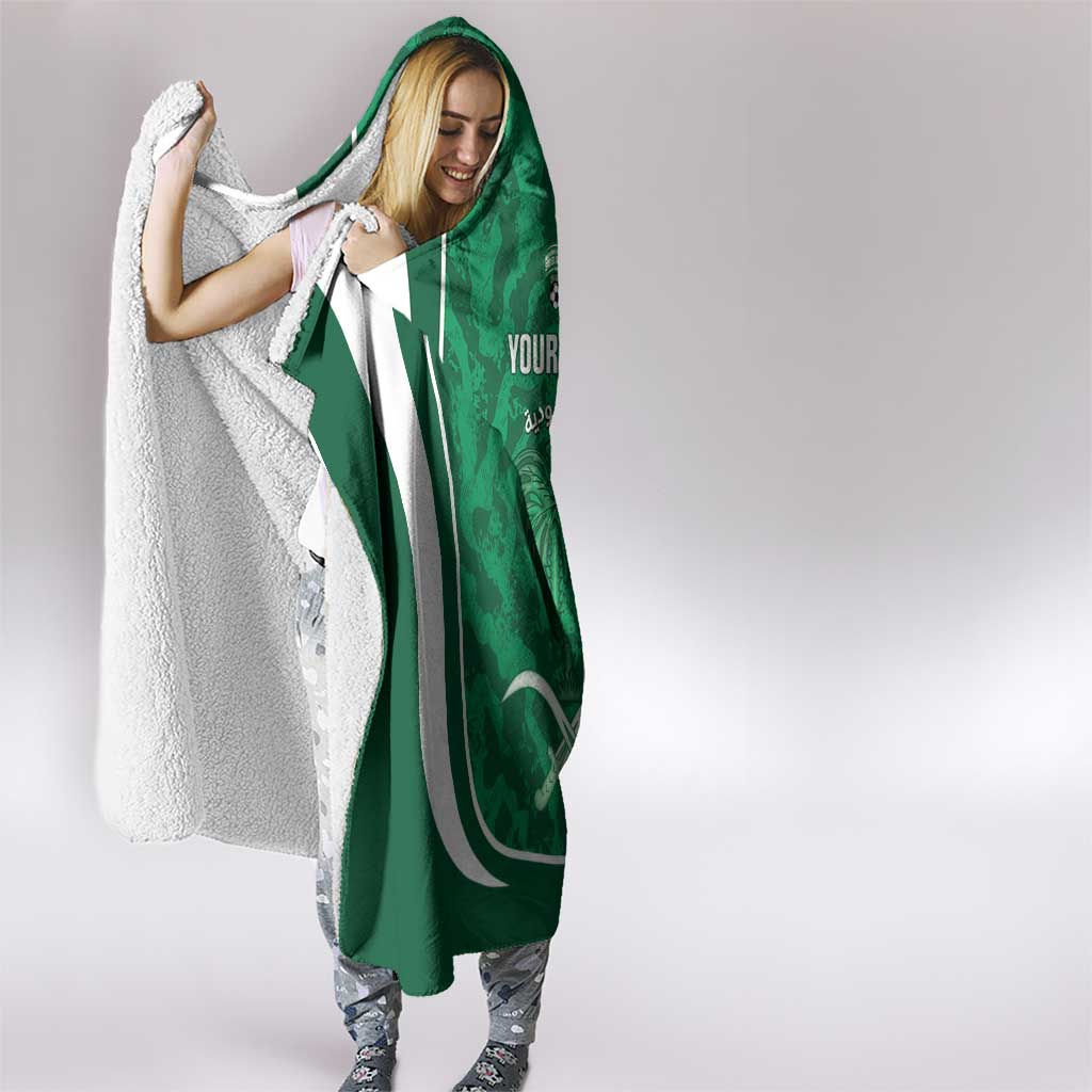 Custom Saudi Arabia Football Hooded Blanket 2026 Come On Arabian Falcons - Wonder Print Shop