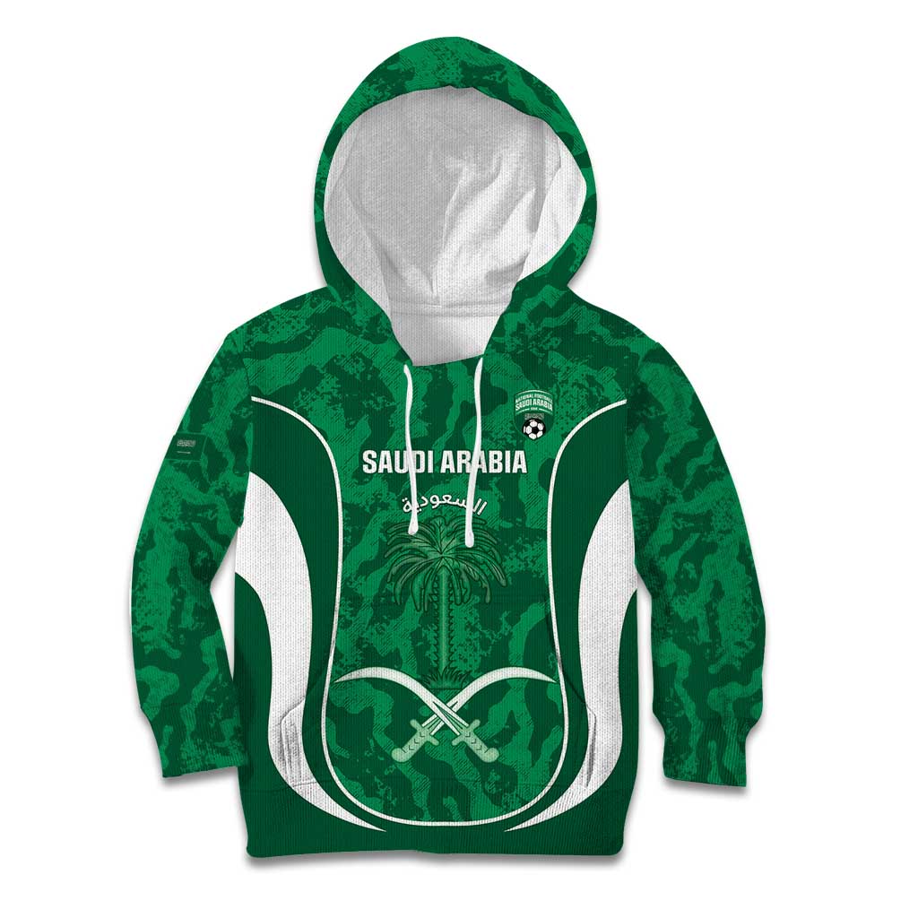 Custom Saudi Arabia Football Kid Hoodie 2026 Come On Arabian Falcons - Wonder Print Shop