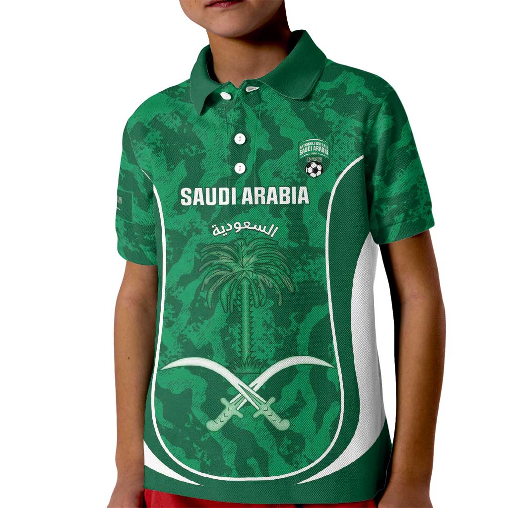Custom Saudi Arabia Football Kid Polo Shirt 2026 Come On Arabian Falcons - Wonder Print Shop