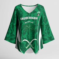 Custom Saudi Arabia Football Kimono Sleeve Blouse 2026 Come On Arabian Falcons - Wonder Print Shop