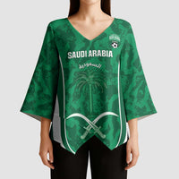 Custom Saudi Arabia Football Kimono Sleeve Blouse 2026 Come On Arabian Falcons - Wonder Print Shop