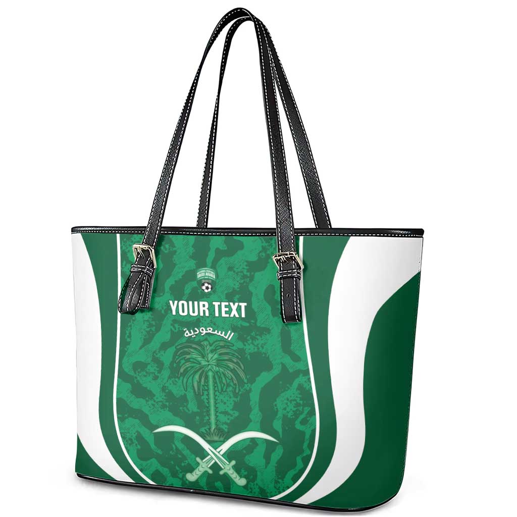 Custom Saudi Arabia Football Leather Tote Bag 2026 Come On Arabian Falcons - Wonder Print Shop