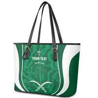 Custom Saudi Arabia Football Leather Tote Bag 2026 Come On Arabian Falcons - Wonder Print Shop