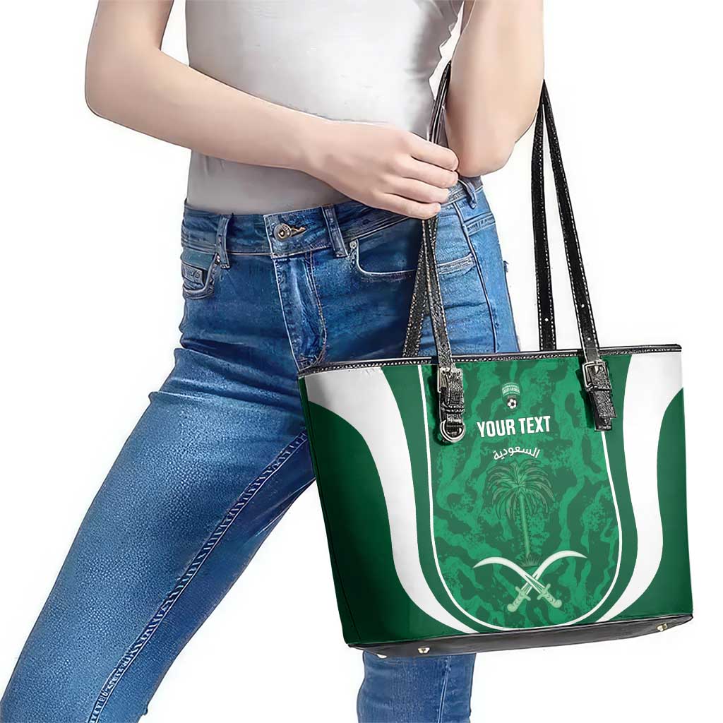 Custom Saudi Arabia Football Leather Tote Bag 2026 Come On Arabian Falcons - Wonder Print Shop