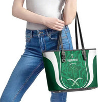 Custom Saudi Arabia Football Leather Tote Bag 2026 Come On Arabian Falcons - Wonder Print Shop