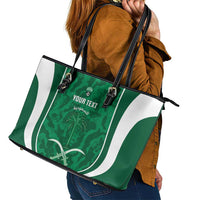 Custom Saudi Arabia Football Leather Tote Bag 2026 Come On Arabian Falcons - Wonder Print Shop