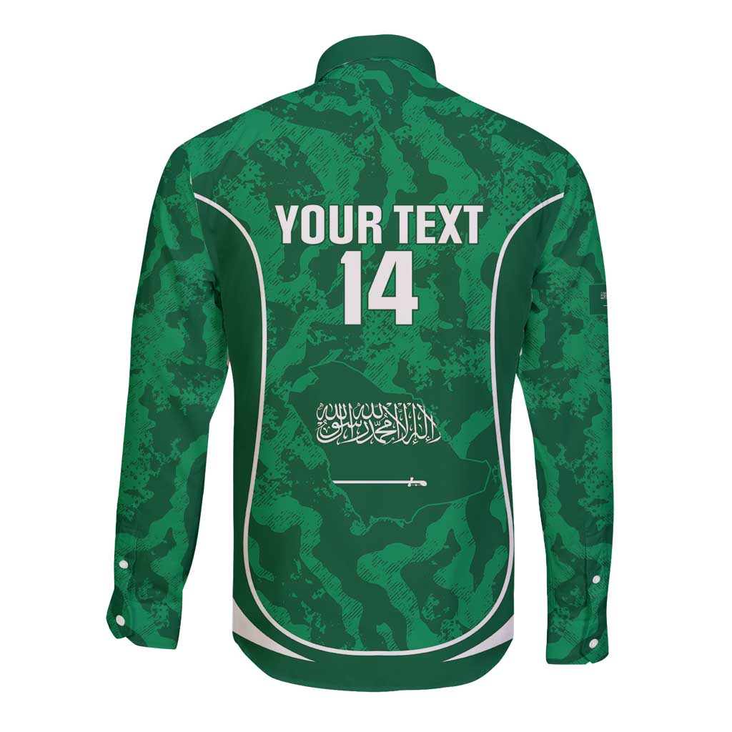 Custom Saudi Arabia Football Long Sleeve Button Shirt 2026 Come On Arabian Falcons - Wonder Print Shop