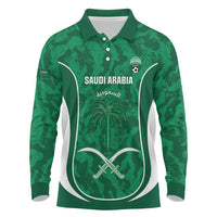 Custom Saudi Arabia Football Long Sleeve Polo Shirt 2026 Come On Arabian Falcons - Wonder Print Shop