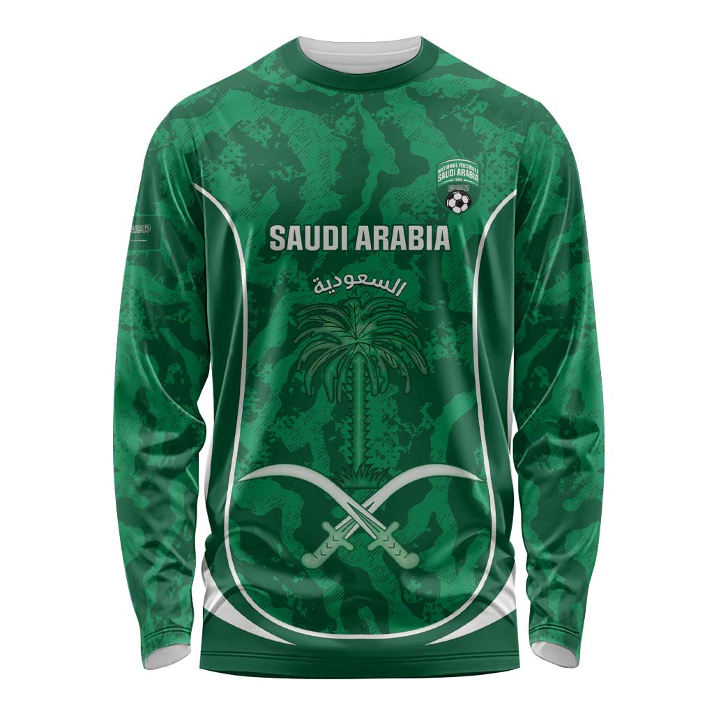 Custom Saudi Arabia Football Long Sleeve Shirt 2026 Come On Arabian Falcons - Wonder Print Shop