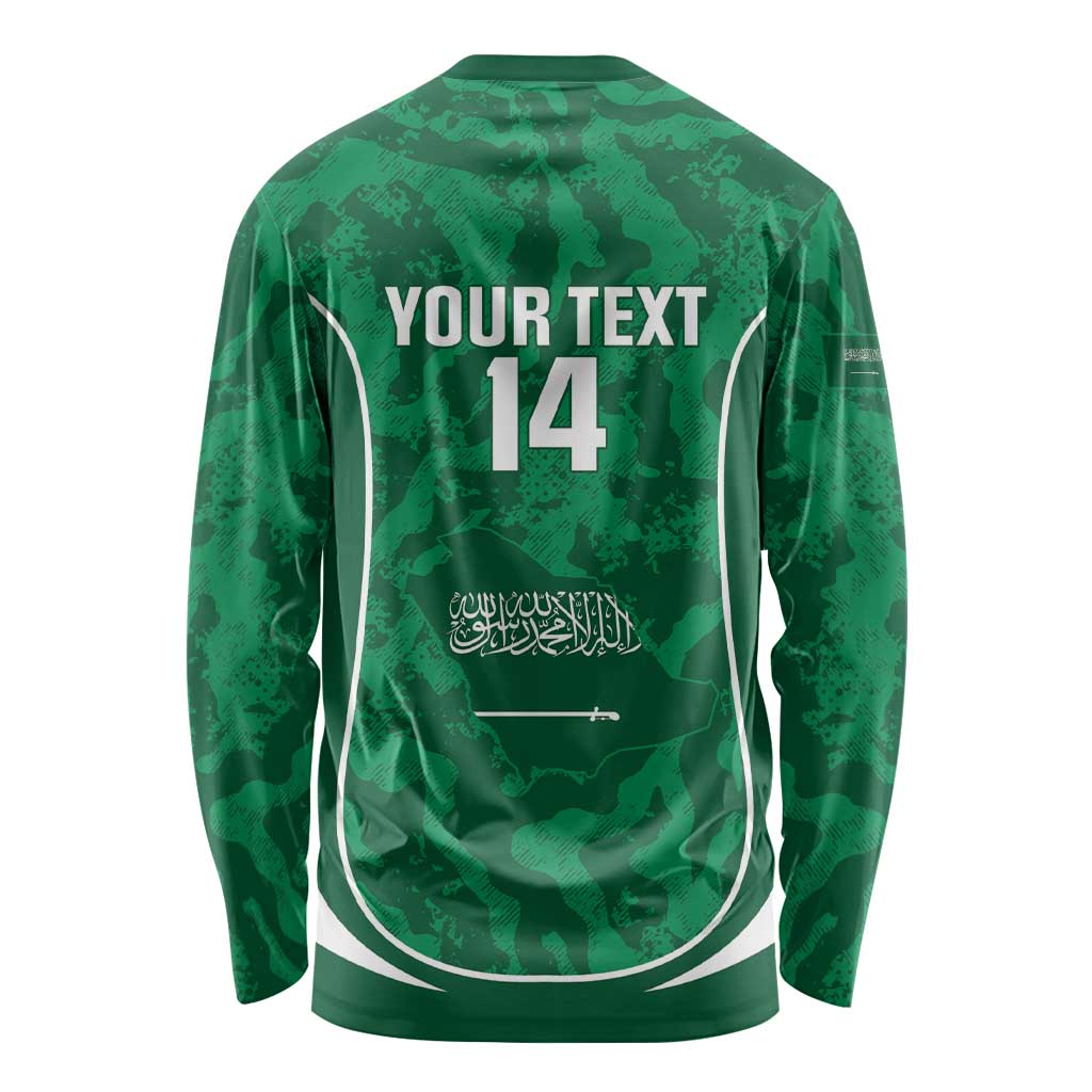 Custom Saudi Arabia Football Long Sleeve Shirt 2026 Come On Arabian Falcons - Wonder Print Shop