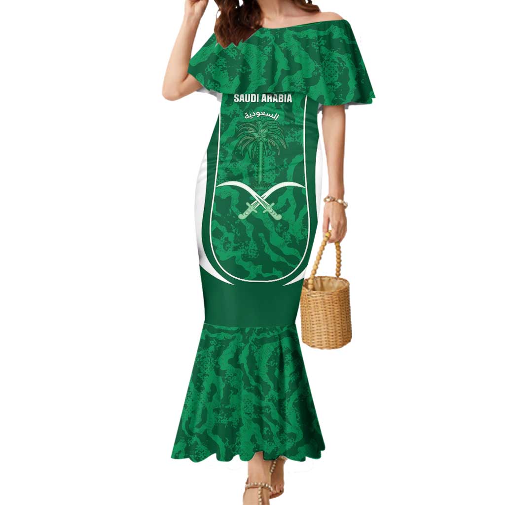 Custom Saudi Arabia Football Mermaid Dress 2026 Come On Arabian Falcons - Wonder Print Shop