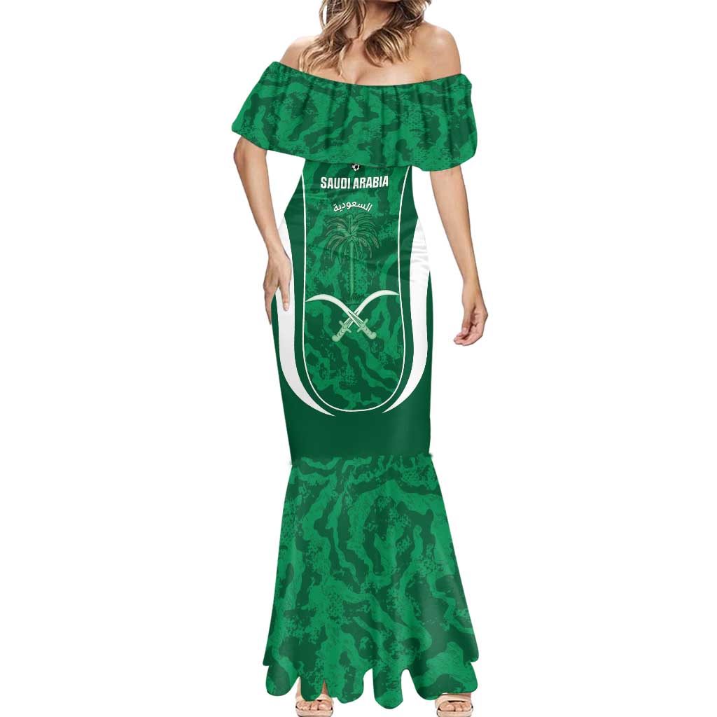 Custom Saudi Arabia Football Mermaid Dress 2026 Come On Arabian Falcons - Wonder Print Shop