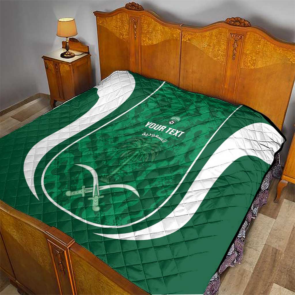 Custom Saudi Arabia Football Quilt 2026 Come On Arabian Falcons - Wonder Print Shop