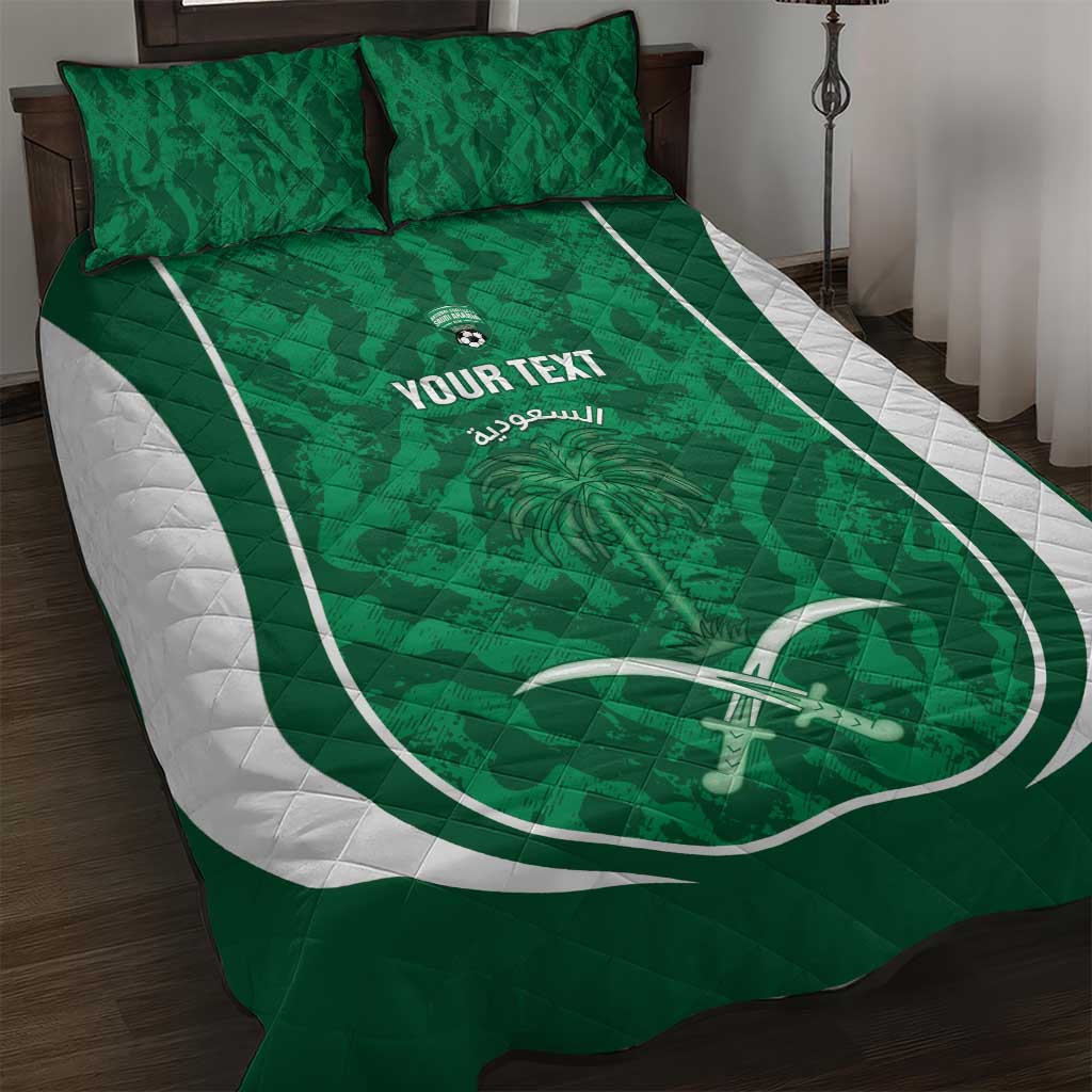 Custom Saudi Arabia Football Quilt Bed Set 2026 Come On Arabian Falcons - Wonder Print Shop