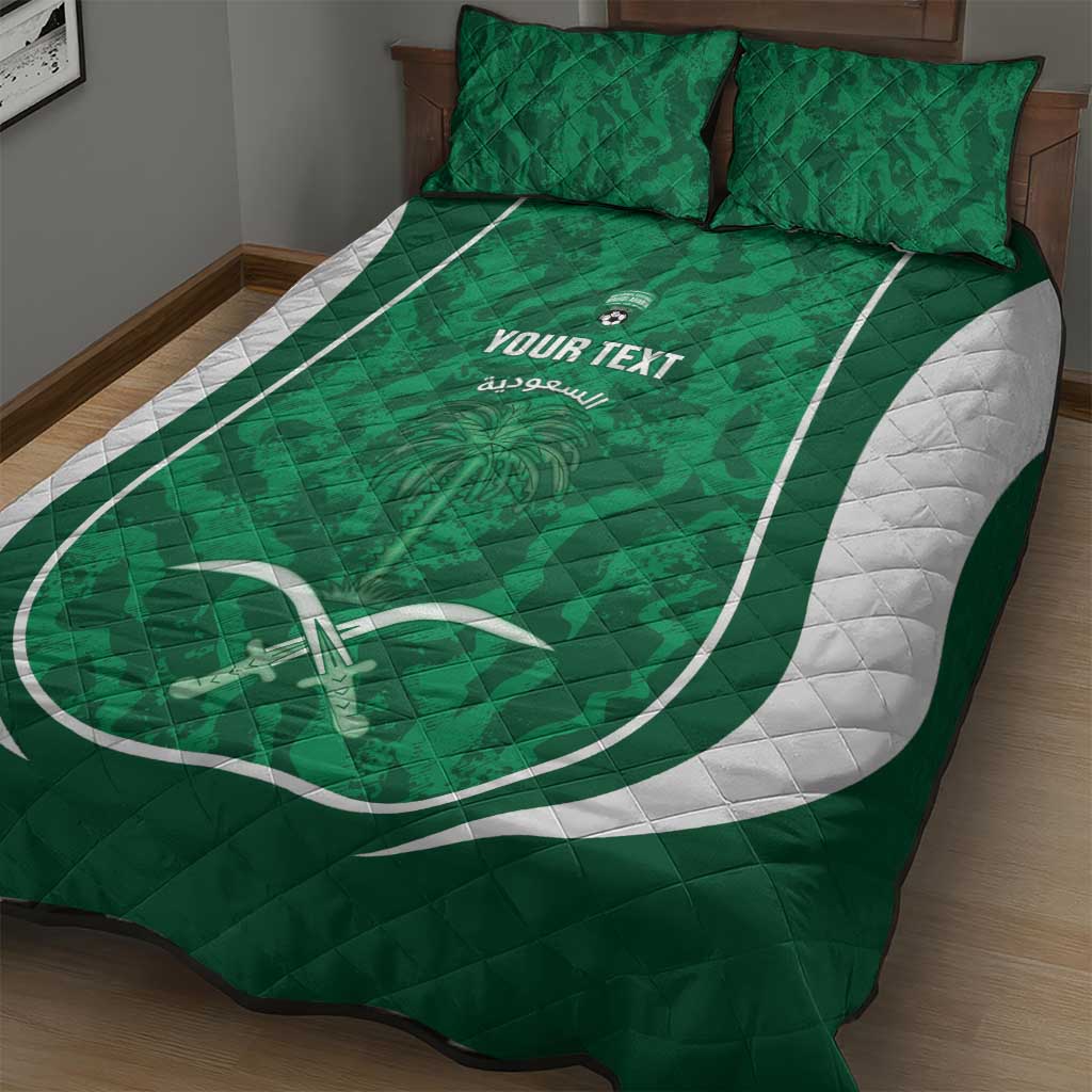 Custom Saudi Arabia Football Quilt Bed Set 2026 Come On Arabian Falcons - Wonder Print Shop