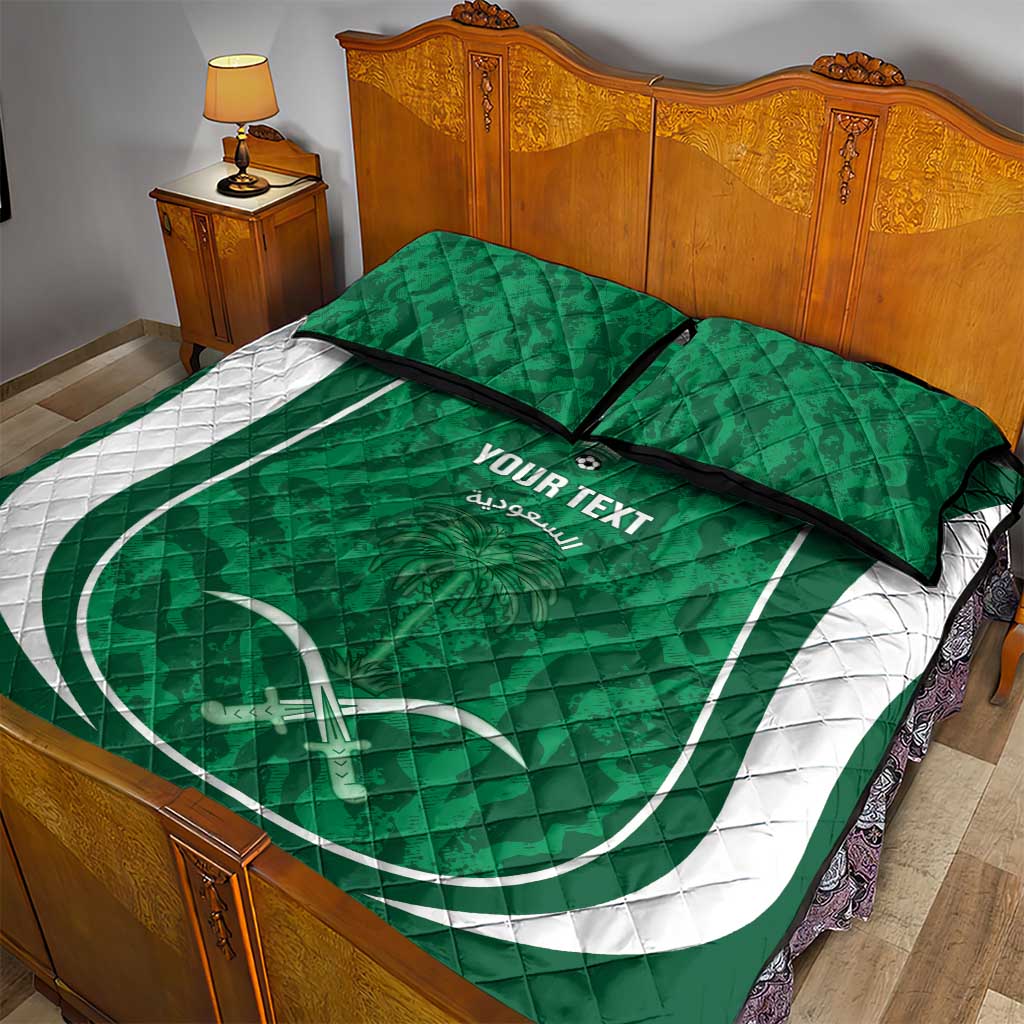 Custom Saudi Arabia Football Quilt Bed Set 2026 Come On Arabian Falcons - Wonder Print Shop