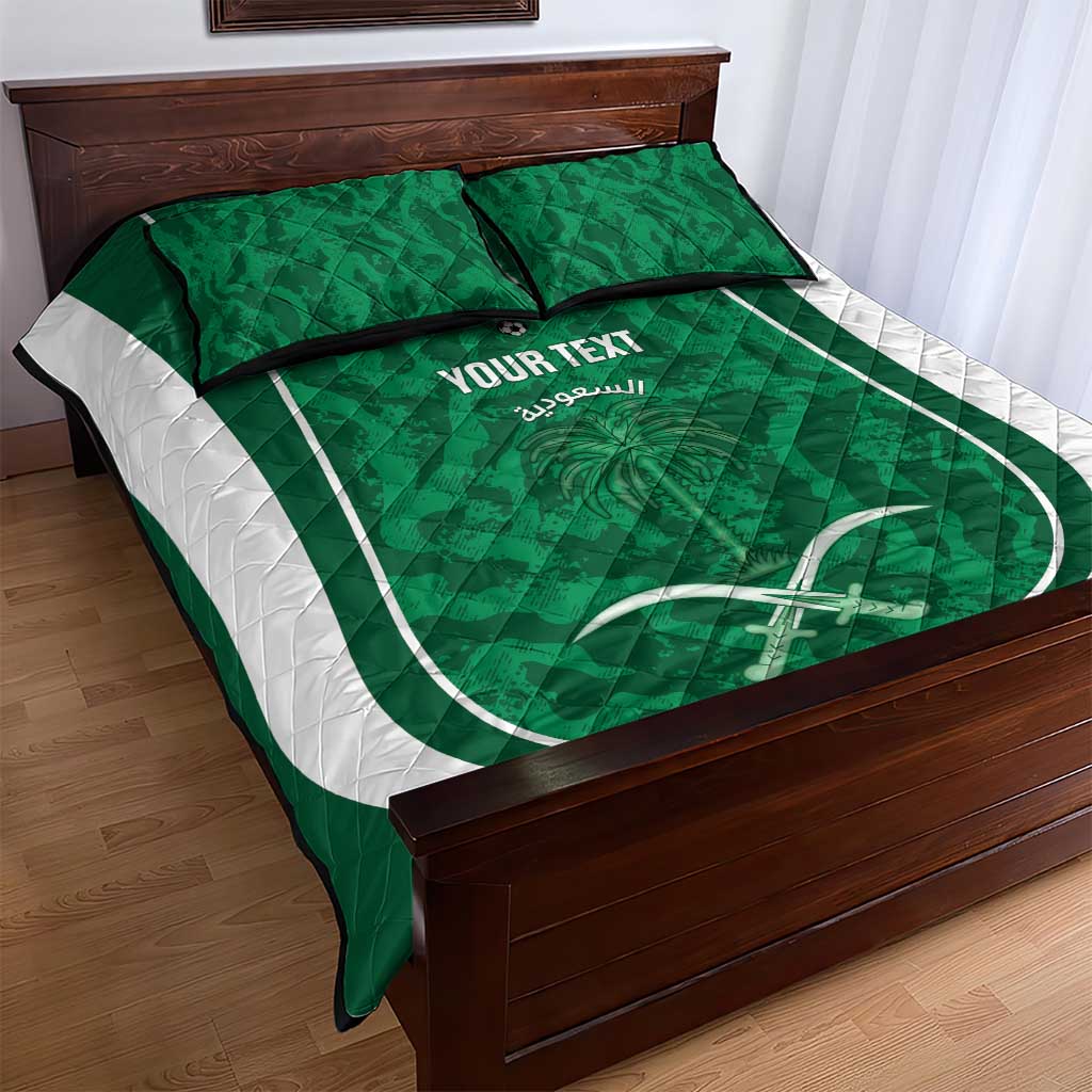 Custom Saudi Arabia Football Quilt Bed Set 2026 Come On Arabian Falcons - Wonder Print Shop