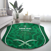 Custom Saudi Arabia Football Round Carpet 2026 Come On Arabian Falcons - Wonder Print Shop