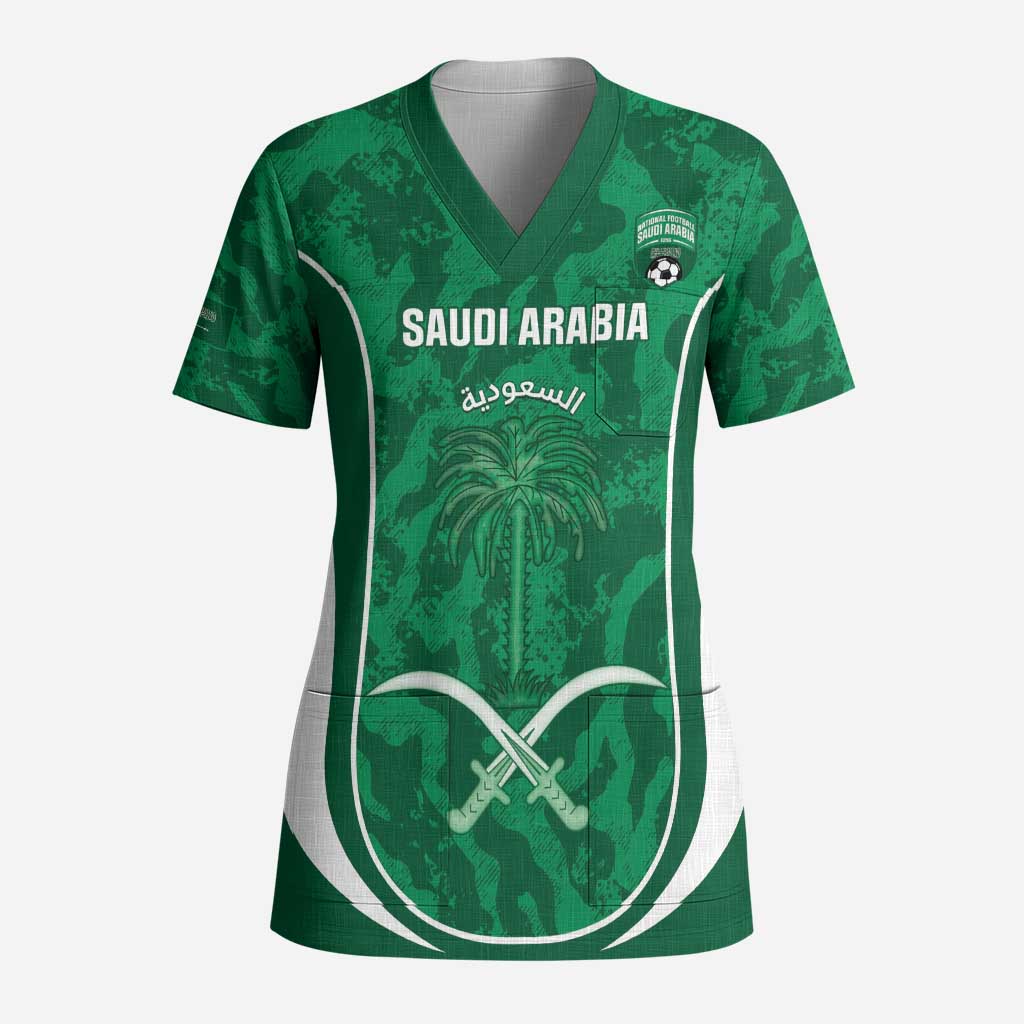 Custom Saudi Arabia Football Scrub Top 2026 Come On Arabian Falcons - Wonder Print Shop