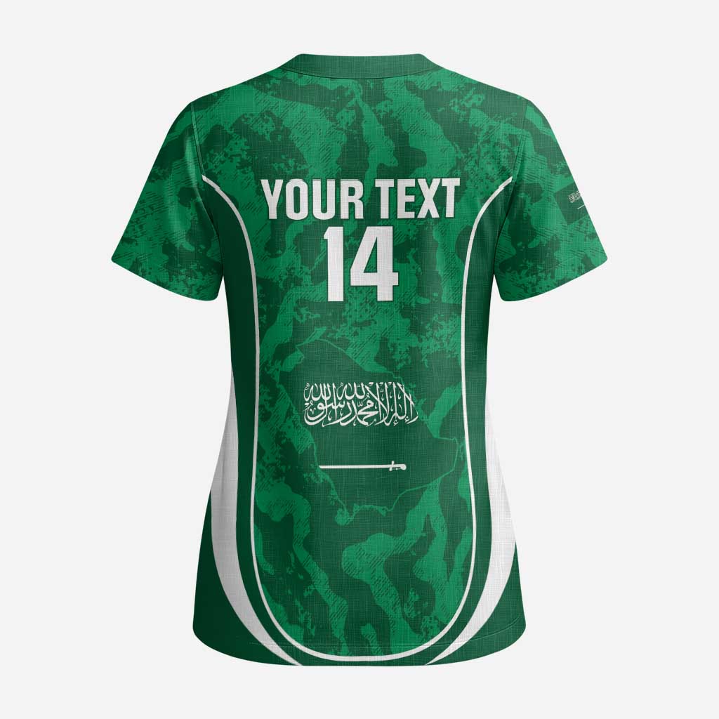 Custom Saudi Arabia Football Scrub Top 2026 Come On Arabian Falcons - Wonder Print Shop