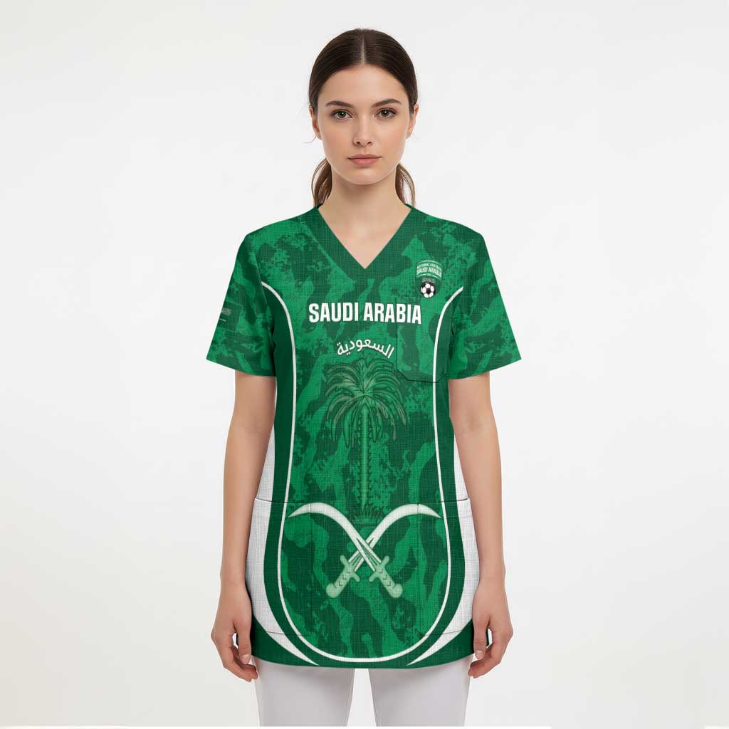 Custom Saudi Arabia Football Scrub Top 2026 Come On Arabian Falcons - Wonder Print Shop