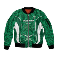 Custom Saudi Arabia Football Sleeve Zip Bomber Jacket 2026 Come On Arabian Falcons - Wonder Print Shop