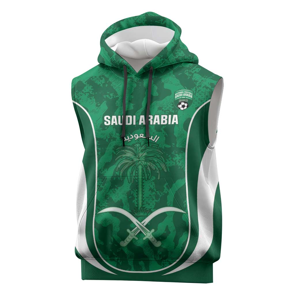 Custom Saudi Arabia Football Sleeveless Hoodie 2026 Come On Arabian Falcons - Wonder Print Shop