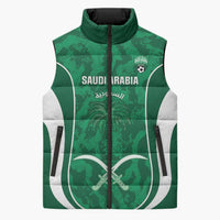 Custom Saudi Arabia Football Sleeveless Puffer Jacket 2026 Come On Arabian Falcons - Wonder Print Shop