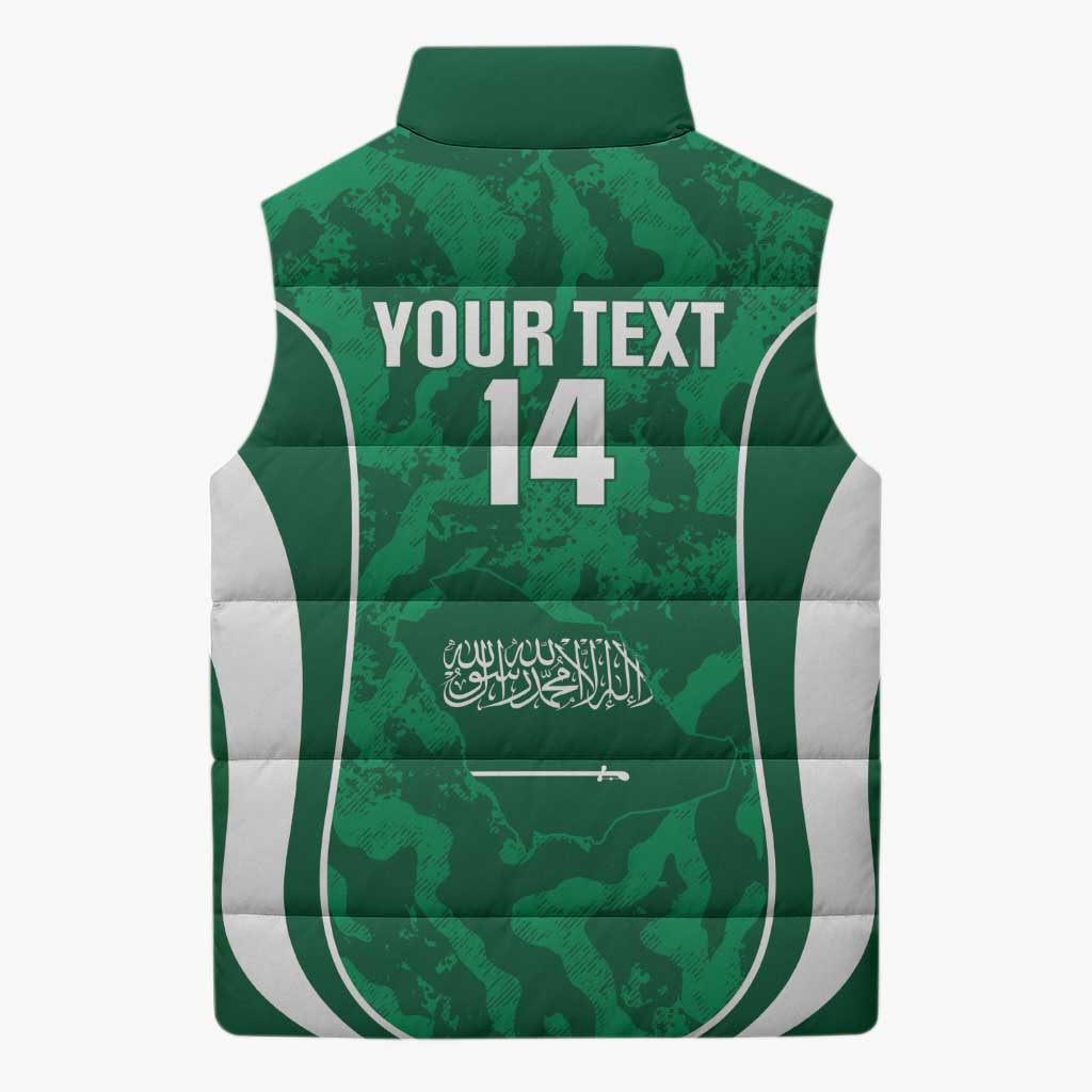 Custom Saudi Arabia Football Sleeveless Puffer Jacket 2026 Come On Arabian Falcons - Wonder Print Shop