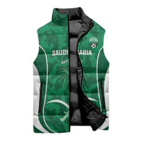 Custom Saudi Arabia Football Sleeveless Puffer Jacket 2026 Come On Arabian Falcons - Wonder Print Shop