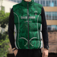 Custom Saudi Arabia Football Sleeveless Puffer Jacket 2026 Come On Arabian Falcons - Wonder Print Shop