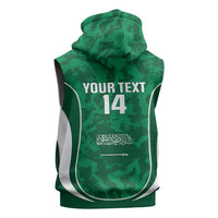 Custom Saudi Arabia Football Sleeveless Zip Hoodie 2026 Come On Arabian Falcons - Wonder Print Shop