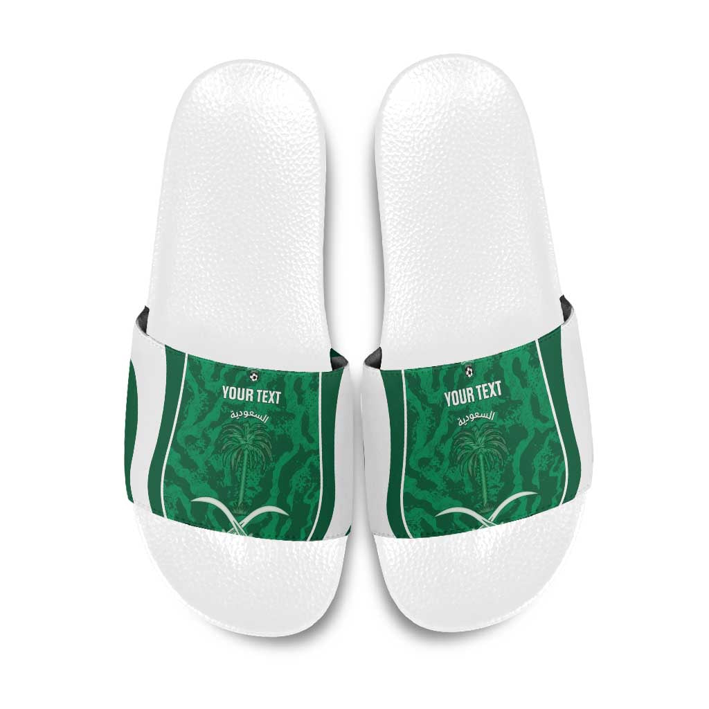 Custom Saudi Arabia Football Slide Sandals 2026 Come On Arabian Falcons - Wonder Print Shop