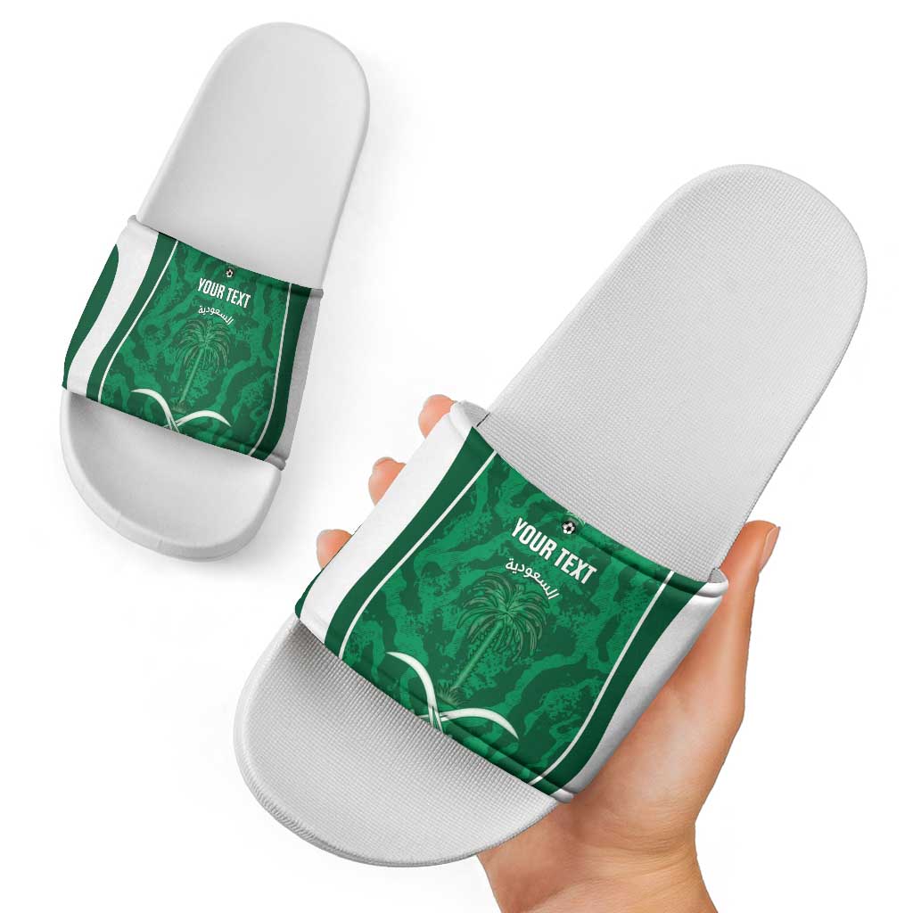 Custom Saudi Arabia Football Slide Sandals 2026 Come On Arabian Falcons - Wonder Print Shop