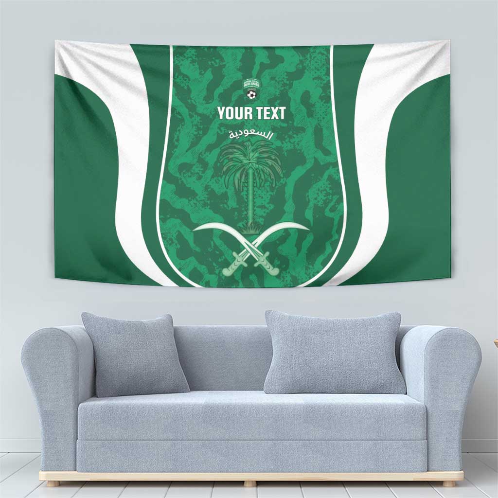 Custom Saudi Arabia Football Tapestry 2026 Come On Arabian Falcons - Wonder Print Shop