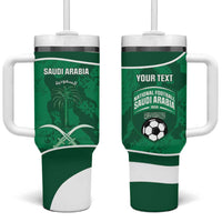 Custom Saudi Arabia Football Tumbler With Handle 2026 Come On Arabian Falcons - Wonder Print Shop